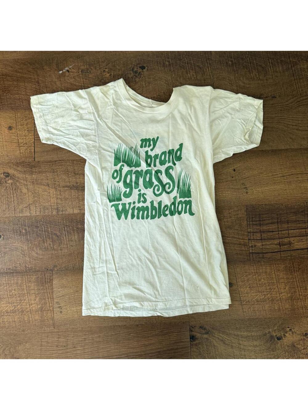 Vintage 80s Wimbledon Slazenger Tee My Brand of Grass is Wimbledon